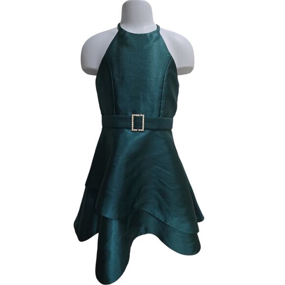 Speechless Kids Green Dress With Rhinestone Buckle - Picture 1 of 8